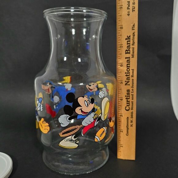 Vtg Anchor Hocking Walt Disney Juice Carafe w Lid Mickey Mouse And Friends USA - Picture 10 of 12